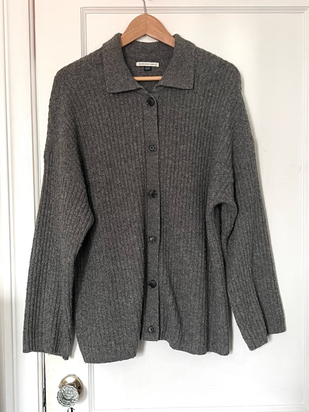 Cozy Ribbed Knit Cardigan - Dark Gray